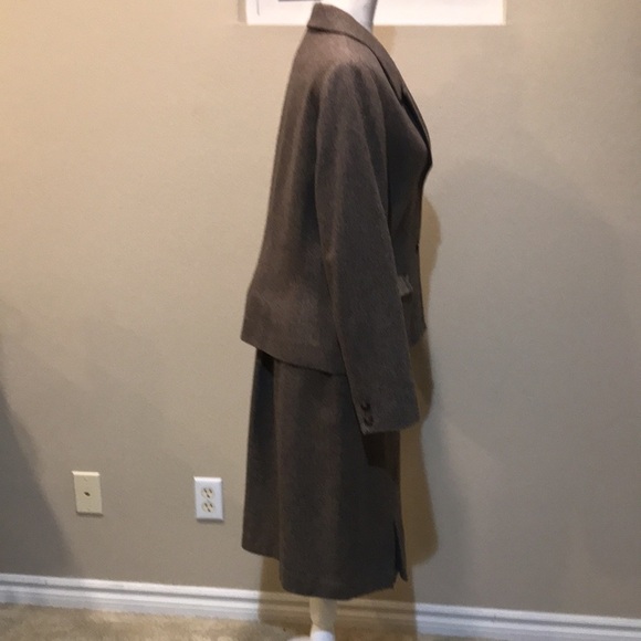Worthington Brown Tweed Wool Blend Skirt Suit Pleated Hem Side Zip Lined-12 - Picture 7 of 16